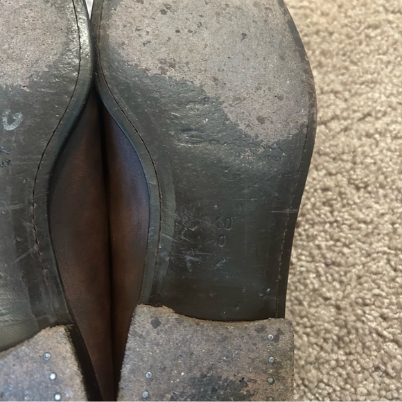 Santoni Brown Leather Slip On Dress Shoes Size 10 Made In Italy D1953 - Picture 9 of 14